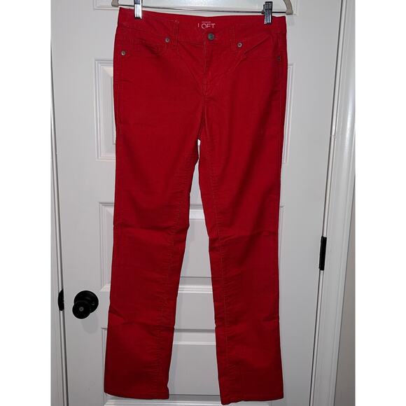 Ann Taylor Loft Red Corduroy Pants, Size 4/27 - Picture 2 of 5
